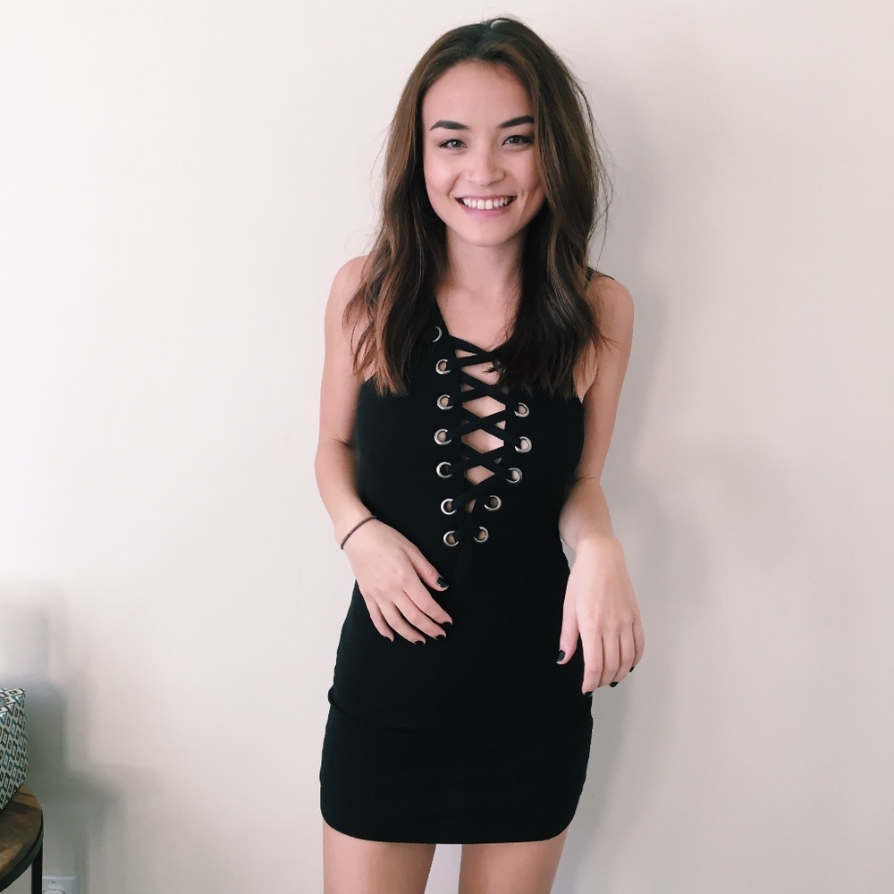 Ribbed Black BodyCon Mini Dress